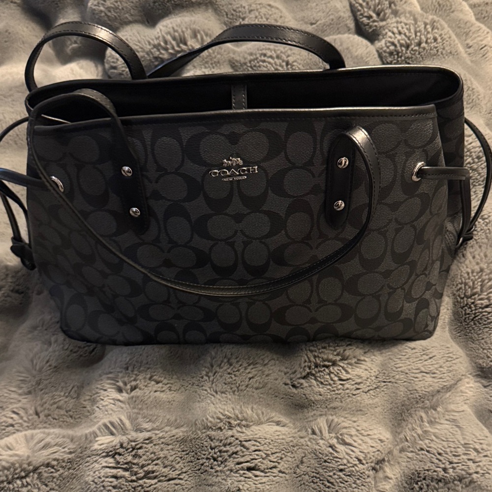 Coach Dark Gray Signature Tote